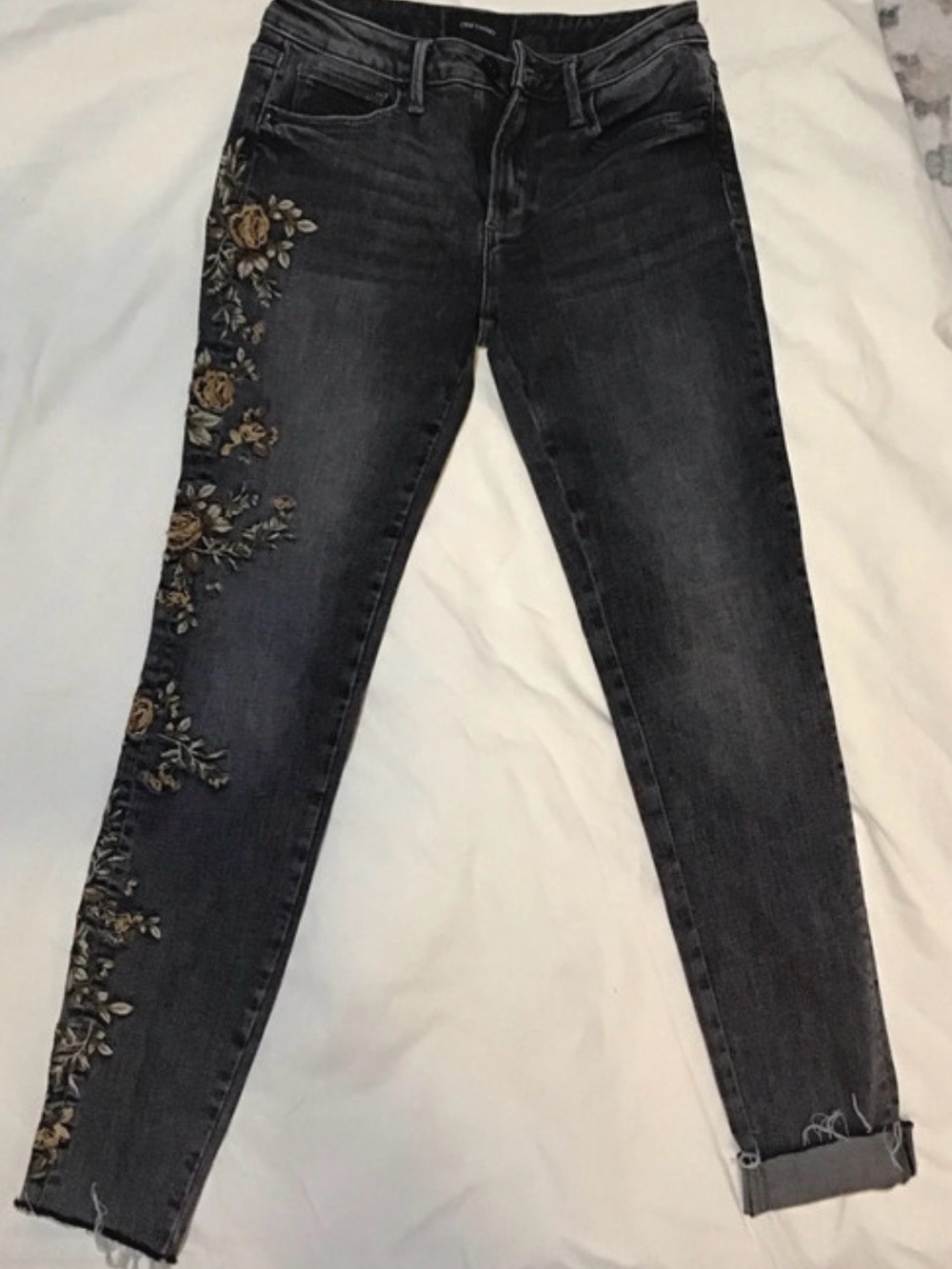 Driftwood Black Embroidered Skinny Jeans
